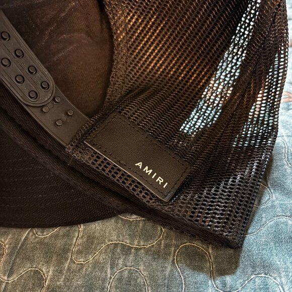 AMIRI BLACK M.A. TRUCKER HAT WITH BLUE LOGO - Picture 3 of 6